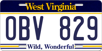 WV license plate OBV829