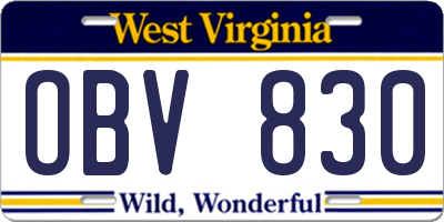WV license plate OBV830