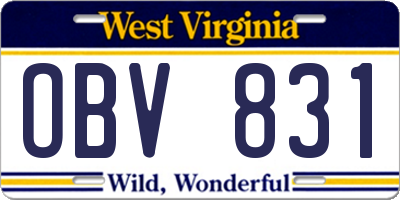 WV license plate OBV831