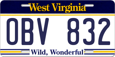 WV license plate OBV832