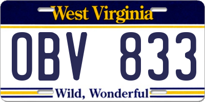 WV license plate OBV833