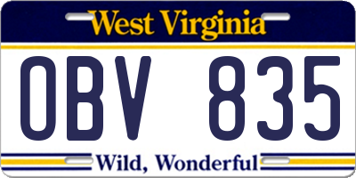 WV license plate OBV835
