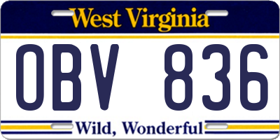 WV license plate OBV836