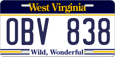 WV license plate OBV838