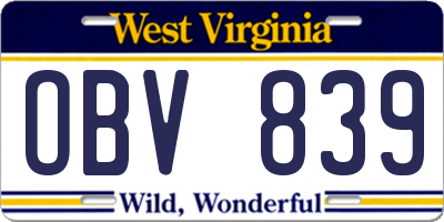 WV license plate OBV839