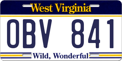 WV license plate OBV841