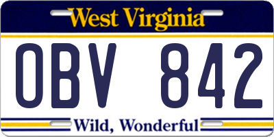 WV license plate OBV842