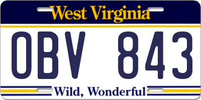 WV license plate OBV843