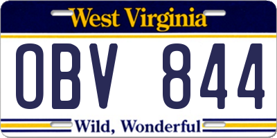 WV license plate OBV844