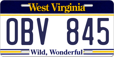 WV license plate OBV845