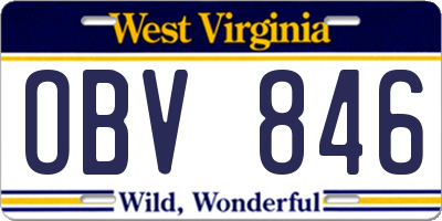 WV license plate OBV846