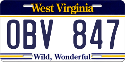 WV license plate OBV847