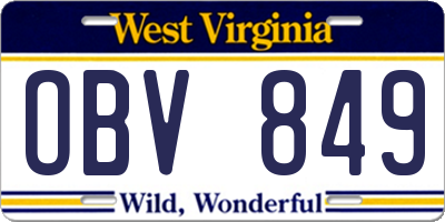 WV license plate OBV849