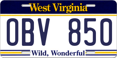 WV license plate OBV850