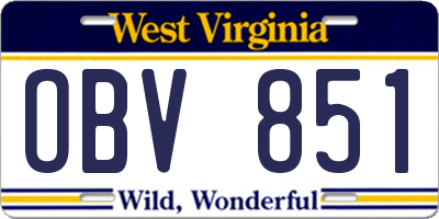 WV license plate OBV851