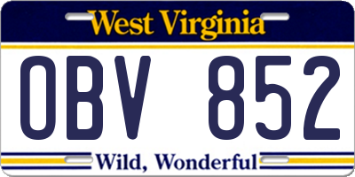 WV license plate OBV852