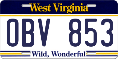 WV license plate OBV853