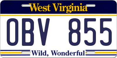 WV license plate OBV855