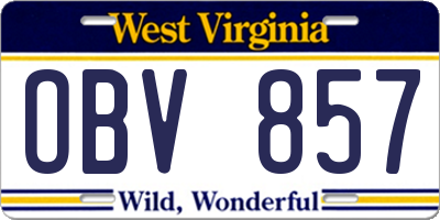 WV license plate OBV857