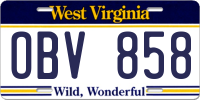 WV license plate OBV858