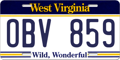 WV license plate OBV859
