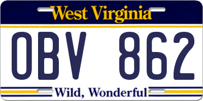 WV license plate OBV862