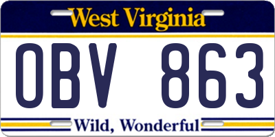 WV license plate OBV863