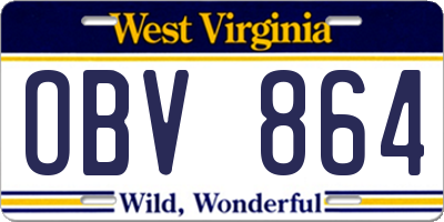 WV license plate OBV864