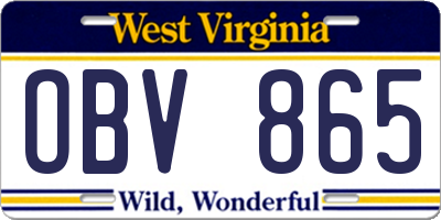 WV license plate OBV865