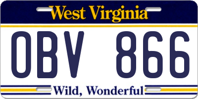 WV license plate OBV866