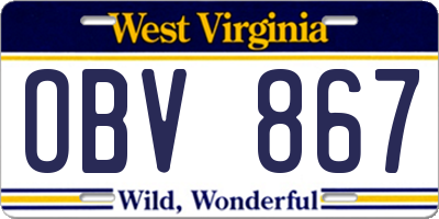 WV license plate OBV867