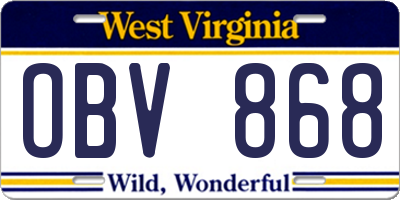 WV license plate OBV868