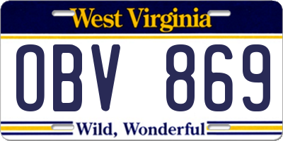 WV license plate OBV869