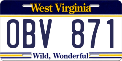 WV license plate OBV871