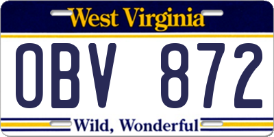 WV license plate OBV872