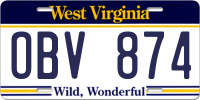 WV license plate OBV874