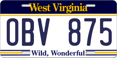 WV license plate OBV875