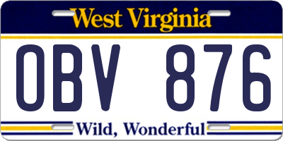 WV license plate OBV876