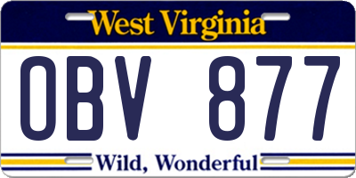 WV license plate OBV877