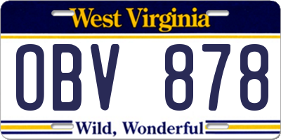 WV license plate OBV878