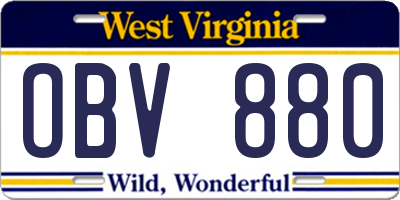 WV license plate OBV880