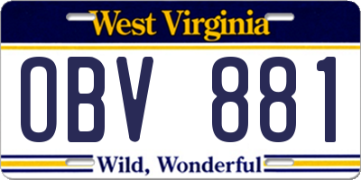 WV license plate OBV881