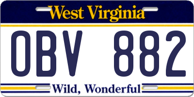 WV license plate OBV882