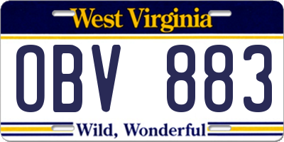 WV license plate OBV883