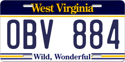 WV license plate OBV884