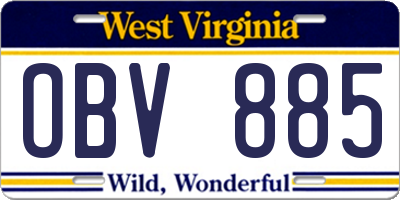 WV license plate OBV885