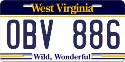 WV license plate OBV886