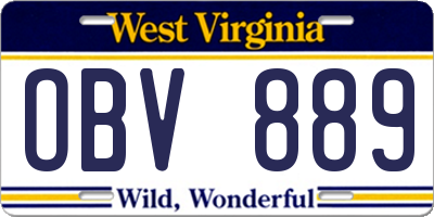 WV license plate OBV889