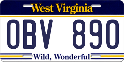 WV license plate OBV890