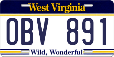 WV license plate OBV891